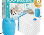 6 Jumbo Vacuum Storage Bags With Electric Pump, Space Saver Bags With Pu... - £34.79 GBP
