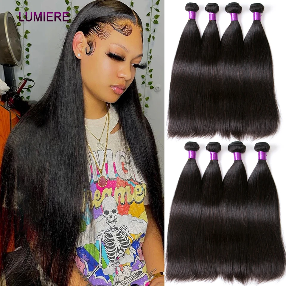 Bone Straight Human Hair Bundles Deal Raw Peruvian Hair Weave Bundles 1/3/4 PCS - £15.44 GBP+