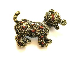 Stunning Vintage Look Gold plated Brown enamel Dog Puppy Brooch Broach Pin B60 - £11.56 GBP