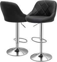 Monibloom Bar Stools Set Of 2, Height Adjustable Modern Pu Leather 360°, Black - $137.99