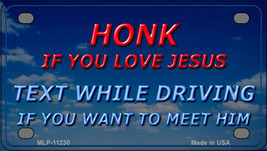 Honk If You Love Jesus Novelty Mini Metal License Plate Tag - £11.97 GBP