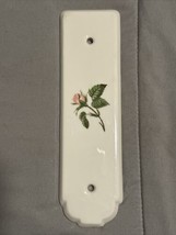 French Door Finger Push Plate Floral Porcelain France Pink Rose Stem - £23.22 GBP