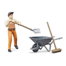 Bruder Toys - Bworld Municipal Worker in Dungarees and Cap Action Figure... - $37.99