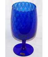 LT Contemporary Italian Pedestal Compote Stem Vase Cobalt Blue Art Optic... - £45.08 GBP