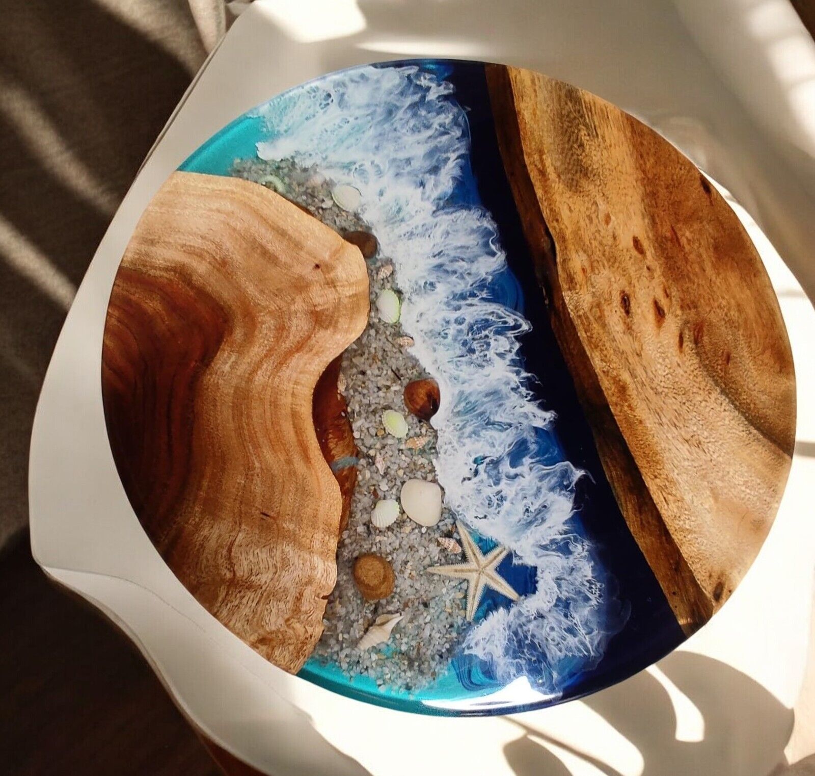 Ocean Wave Epoxy Table Elegance Design Acacia Wood Modern Arts Living ...