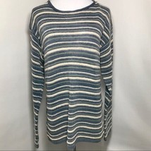 J Crew striped Blue green Long Sleeve Lightweight Sweater Sz Medium - $17.81