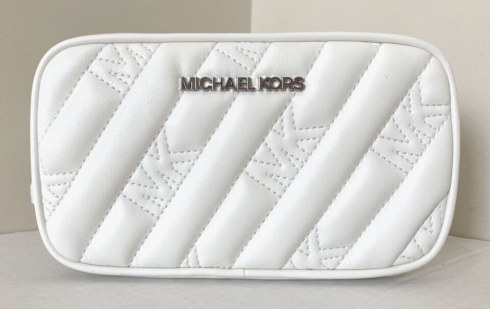 New Michael Kors Rose Belt Bag Quilted Vegan Leather Optic White - $60.36