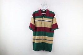 Vintage 90s Streetwear Mens Medium Distressed Striped Color Block Polo Shirt - £31.27 GBP