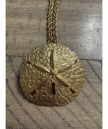 Vintage Gold Sand Dollar Pendant 2.5” 24” Chain - $67.84 CAD