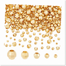 300pcs 18K Gold Plated Metal Spacer Beads Set - 5 Sizes (2.5/3/4/5/6mm) - Facete - $48.50