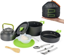 Camping Cooking Set With 1.5L Pot, Camping Cookware Set For 2-3 Person,C... - £35.13 GBP
