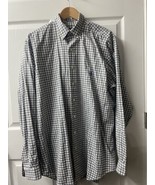 Ralph Lauren Shirt Mens Large Tall Grey White Gingham Button Down Blue Pony - $15.83