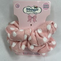 Vintage Cosmetic Co. Scrunchies 2 Ponytail Absorb Hair Ties Pink Polkado... - £4.78 GBP