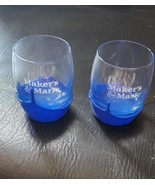 Set (2) Makers Mark 4” Bar Glasses Blue Dipped Wax Bottom Bourbon Kentuc... - $36.75 CAD