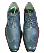 Frederico Leone Men 8.5 Shoes Manhattan Shiny Gray Patent Dress Lace-Up ... - $39.88