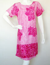 T21 Pink Floral Batik Rayon Peasant Boho Hippie Gypsy Hand Painted Sun D... - $12.90