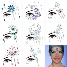 Face Gems 8 Sets Face Jewels Stick on Eyes Body Rave outfits Euphoria Fairy Make - £19.50 GBP