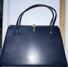 CHAMELLE by ESSELL vintage handbag 1950/60s clasped blue purse england &amp; FREE - £34.97 GBP