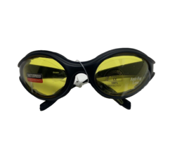 Birdz Raven Motorcycle Glasses Yellow Shatterproof Anti-Fog Polycarbonat... - $12.08