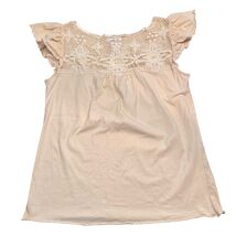 Sundance Crochet Lace Short Ruffle Sleeve Top Pale Yellow Size XS - $17.00