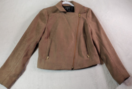 J.CREW Moto Jacket Women Size XS Brown Polyester Pockets Long Sleeve Side Zipper - $21.43