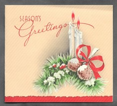 VINTAGE 1940s WWII ERA Christmas Greeting Holiday Card CANDLES RIbbon Ar... - $276.42 MXN