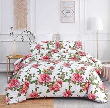 Romantic Roses Lovely Spring Pink Floral Duvet Cover Set with Pillow Cases - $1,554.51 MXN - $1,828.51 MXN