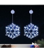 13in Snowflake Christmas Window Lights 2pk, White LED, Battery Operated - $368.88 MXN
