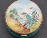 Vintage Halcyon Days Enamels England Trinket Pill Box Wary Kingfisher Dr... - $39.59
