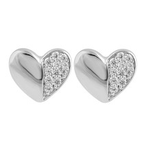 0.10CT Diamante Natural Amor Corazón Dormilonas 14k Chapado en Oro Blanco Plata - £172.79 GBP