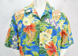 Vtg PACIFIC LEGEND Wild Multi Color Floral Hawaiian Aloha Shirt 2XL - £52.18 GBP