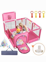 JoyStone 50 x 50 Baby Playpen with 30 Ocean Balls, Soft Mesh Sides, Bask... - $59.39