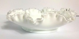 Vintage Fenton Silver Crest Milk Glass Ruffled Bowl Dish 8 1/2  No Pedestal - £29.44 GBP