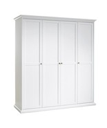 Large Paris White 4 Door Wardrobe With Storage Shelves &amp; Clothes Hanging... - £829.12 GBP
