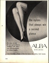 1951 Print Ad Alba Nylons Hosiery Pantyhose Full Fashion Mills NC lady legs art - £18.52 GBP