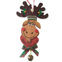 Moose Wood Cut Out Christmas Ornament Kurt Adler Reindeer Elk Whimsy Cabincore  - $16.82