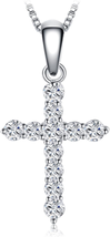 Birthday Day Gifts for Women Her, Fashion Cross 0.7Ct Cubic Zirconia Pendant Nec - $25.51
