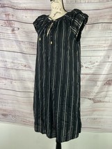 Ann Taylor Striped Dress Womens 2 Keyhole Tie Neck Short Cap Sleeves Lig... - $22.50