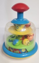 Vintage Fun Time Spin Top Toy Plastic Push Top Lever To Make It Spin Blu... - $14.72