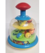 Vintage Fun Time Spin Top Toy Plastic Push Top Lever To Make It Spin Blu... - $20.52 CAD