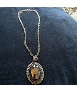 Vintage Whiting &amp; Davis Signed Silver Hematite Pendant Necklace - £14.67 GBP