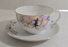 Vintage Nippon Hand Painted Floral Design Porcelain Cup &amp; Saucer - $346.16 MXN