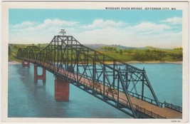 Missouri River Bridge Jefferson City Missouri MO Postcard Curt Teich Unused - £2.37 GBP