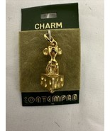 Contempra Gold Tone Charm Mouse on Cheese - £19.67 GBP