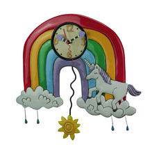 Allen Designs Rainbows and Unicorns Pendulum Wall Clock - £61.82 GBP