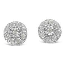 Elegant Diamond Miracle-set Floral Cluster in Sterling Silver Earrings - $94.00