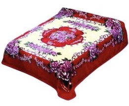 FLOWERS RED SOLARON KOREAN TECHNOLOGY BLANKET VERY SOFTY AND WARM TWIN SIZE - £54.50 GBP