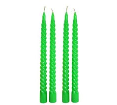 Paraffin Wax Green Spiral Candles Stick Taper Smokeless Dripless Scented Twisted - £14.18 GBP