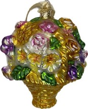 Christopher Radko Ornament Ellas Yellow Basket Flowers Easter Spring Christmas - $67.99