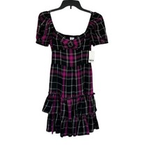 Bar III XX-Small Mini Dress Puff Sleeve Smocked Sweetheart Neck Ruffled Purple - £31.29 GBP